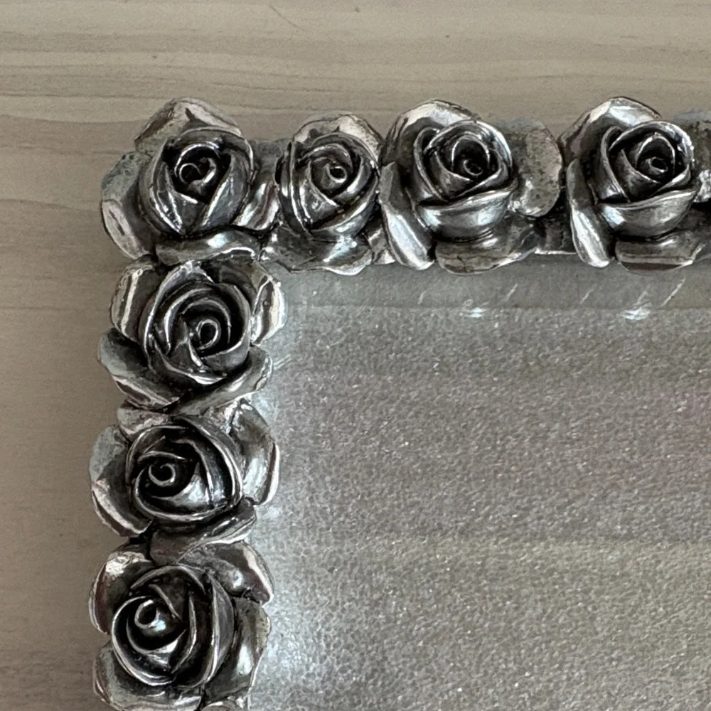 Silver-Tone Rose Dimensional Frame - Decorative Photo Frame‎ for 5